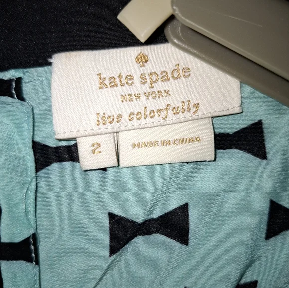 Kate Spade Isadora Mint Green And Black Silk Top Size 2 - Picture 8 of 9